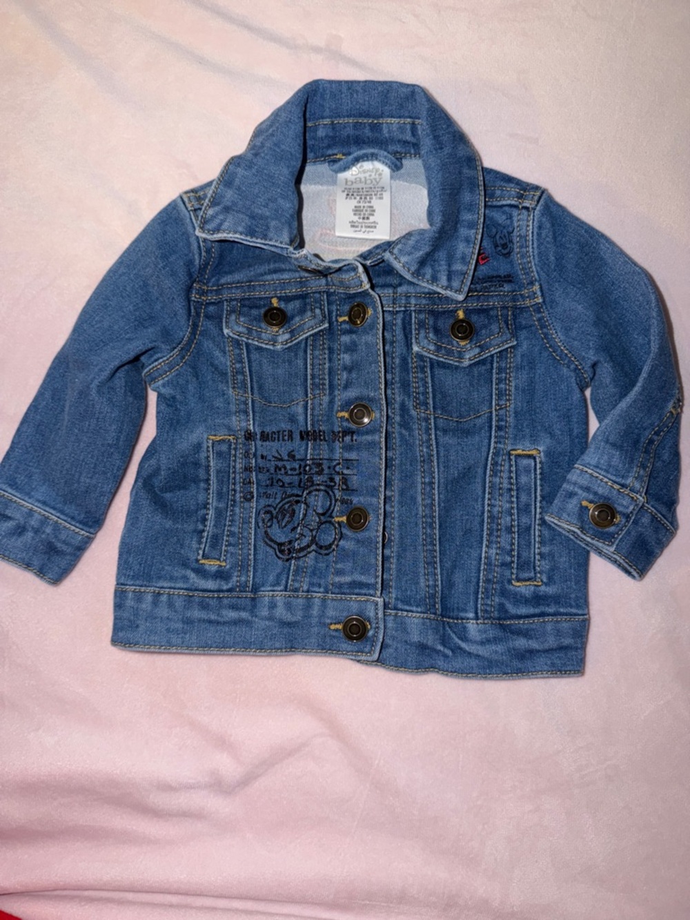Disney Light Blue Denim Jean Jacket with Embroidered Detail